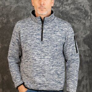 Jackson Hole Jacket Men Large Blue Pull-Over Quarter Zip Outerwear Sleeve Pocket